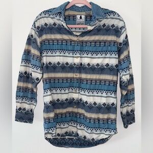 VINTAGE Purrfect by Krazy Kat Aztec western themed Y2K button down size medium
